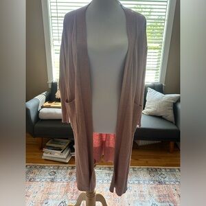 debut Long-sleeve Long Line Cardigan with Pockets